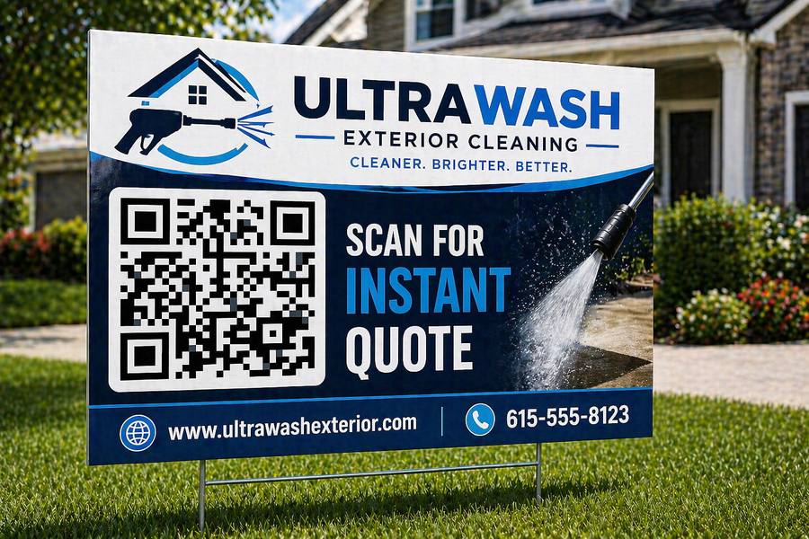 Power washing QR sign