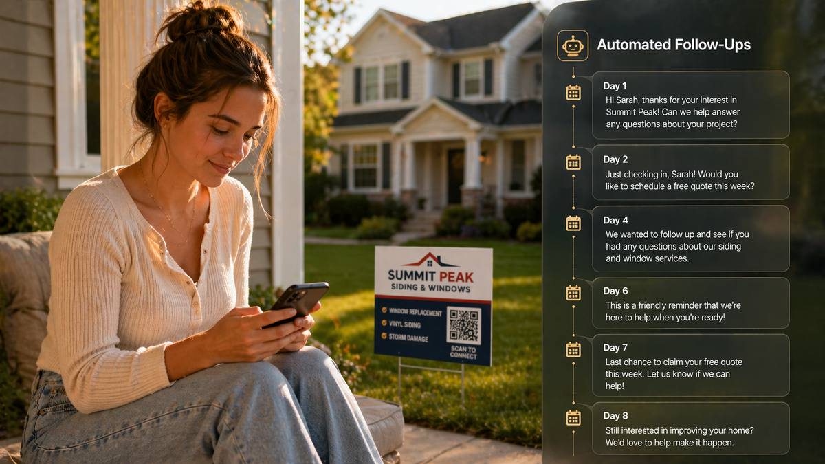 Woman receiving AI SMS follow-up